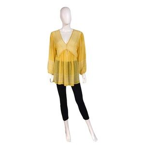Rose + Olive Yellow Peasant Long Sleeve Top